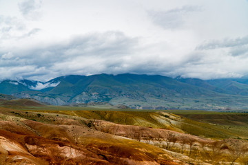 Background image of a mountain landscape. Russia, Siberia, Altai