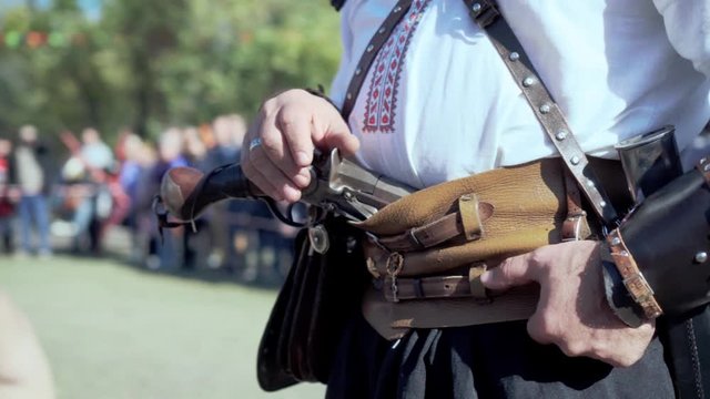 Traditional weapons of the Ukrainian Cossack. Close-up weapon of the Zaporozhye Cossack.