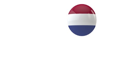 Netherlands flag bouncing ball on a white background. 3D Render
