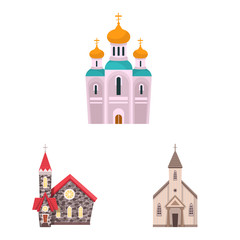 Vector design of religion and building icon. Set of religion and faith vector icon for stock.