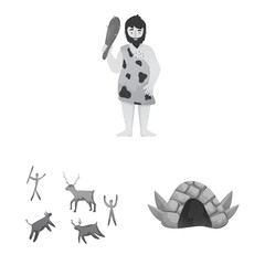 Vector illustration of history and era logo. Set of history and neolithic stock vector illustration.