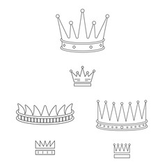 Vector illustration of queen and heraldic symbol. Set of queen and vip vector icon for stock.