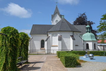 Church at the central square of Angelholm in Sweden