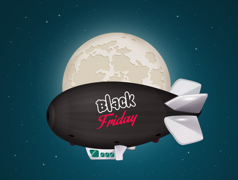 illustration of black friday airship