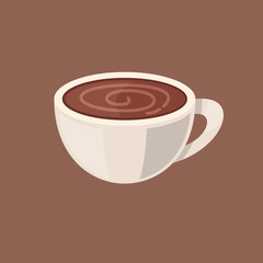 Obraz premium Cartoon coffee or cocoa cup. Hot chocolate vector illustration.