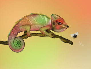 illustration of chameleon in the jungle