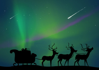 Santa sleigh with reindeer