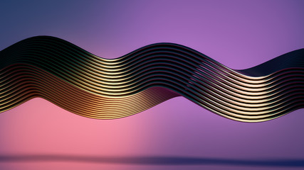 Golden wave background. 3d illustration, 3d rendering.