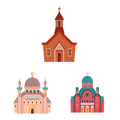 Vector design of religion and building logo. Collection of religion and faith vector icon for stock.