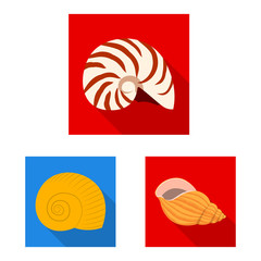 Isolated object of animal and decoration icon. Set of animal and ocean stock vector illustration.