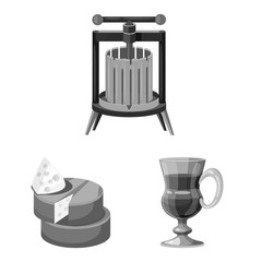 Isolated object of stamp and restaurant logo. Set of stamp and vineyard stock symbol for web.