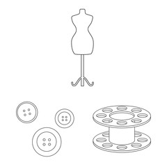 Isolated object of fashion and tailoring sign. Set of fashion and textile vector icon for stock.