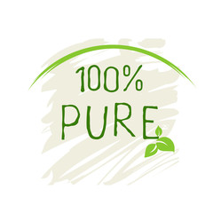 100 Pure label and high quality product badges. Bio healthy Eco food organic, bio and natural product icon. Emblems for cafe, packaging etc. Vector