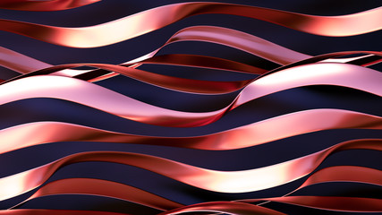 Golden wave background. 3d illustration, 3d rendering.