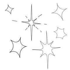 Obraz premium Set of black hand drawn vector stars in doodle style on white background. Could be used as pattern or standalone element