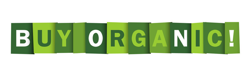 BUY ORGANIC! green vector typography banner