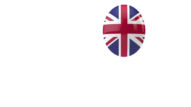 United Kingdom flag bouncing ball on a white background. 3D Render