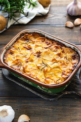 Potato casserole with garlic and rosemary