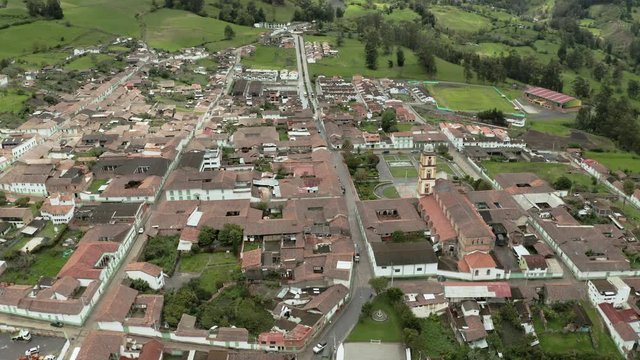 Andean mountain village El Cocuy in the Colombian Andes, aerial view