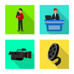 Isolated object of news and studio symbol. Set of news and program vector icon for stock.