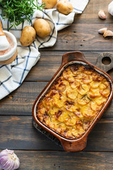 Potato casserole with garlic and rosemary