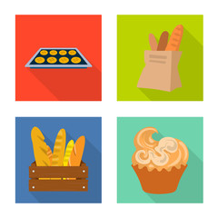Isolated object of bakery and natural icon. Set of bakery and coffee stock vector illustration.