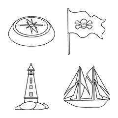 Vector design of treasure and ocean logo. Set of treasure and nautical stock vector illustration.