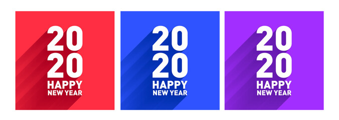 Happy new year 2020. Flat design and shadows on background. Paper art.