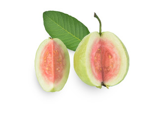 Pink Guava slice isolated on white background