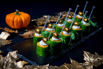 Cucumber in a spicy marinade with feta cheese and olives