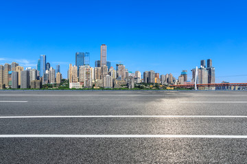 Asphalt highway and modern city financial district in chongqing,China.