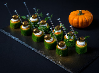 Cucumber in a spicy marinade with feta cheese and olives