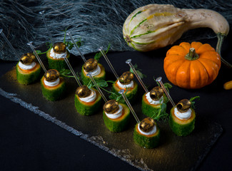 Cucumber in a spicy marinade with feta cheese and olives