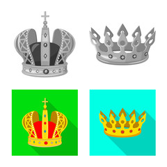 Vector design of medieval and nobility logo. Collection of medieval and monarchy stock vector illustration.