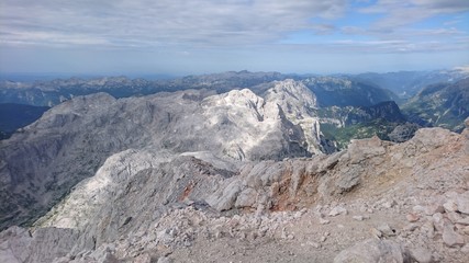 Scenery at the summit of mountain Triglav in Slovenia, in Triglav National Park