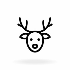 Deer head icon. Santa's Reindeer Rudolph outline vector image.