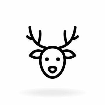 Deer head icon. Santa's Reindeer Rudolph outline vector image.
