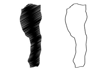 Jabal al Akhdar District (Districts of Libya, State of Libya, Cyrenaica) map vector illustration, scribble sketch Jabal al Akhdar map
