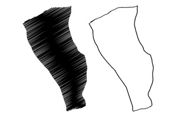 Marj District (Districts of Libya, State of Libya, Cyrenaica) map vector illustration, scribble sketch Marj map