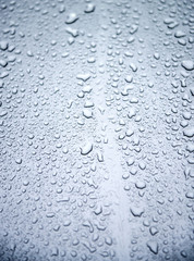 Water droplets on the glass.