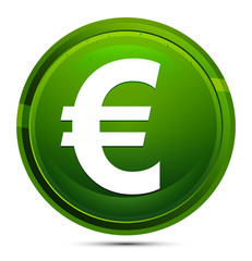 Euro sign icon glassy green round button illustration