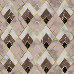 Poster Im Rahmen Marble Luxury Geometric Seamless Pattern. Vector Repeat Background © kronalux