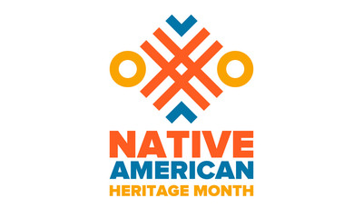 Fototapeta premium Native American Heritage Month in November. American Indian culture. Celebrate annual in United States. Tradition pattern. Poster, card, banner and background. Vector ornament, illustration