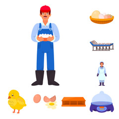 Vector illustration of farm and poultry symbol. Set of farm and agriculture stock vector illustration.