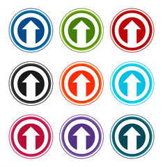 Up arrow icon flat round buttons set illustration design
