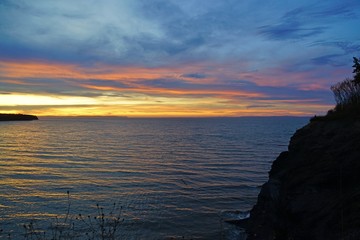 Sunset over the Minas Basin in the Bay of Fundy, Nova Scotia, Canada