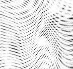 Abstract halftone of dots background. Monochrome texture of waves of dots black on white. Poster pop art