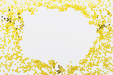 Golden confetti frame with copy space