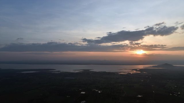 Time lapse of Landscape sunrise and Pa Sak Jolasid Dam at Khao Phra Ya Dern Thong View Point. Phatthana Nikhom, Lopburi Thailand