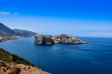 Fototapeta na wymiar Panoramic View of Isle Laïla, Moroccan Coast Belyounech City, Morocco